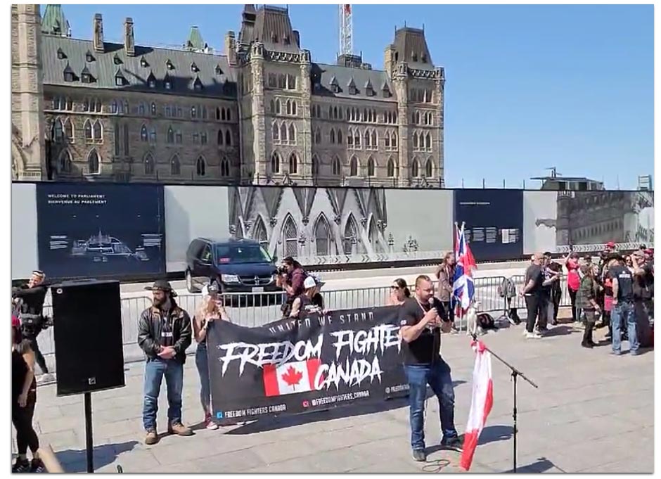 Colin "Big Bear" Ross speaks at Freedom Fighters rally at Parliament Hill