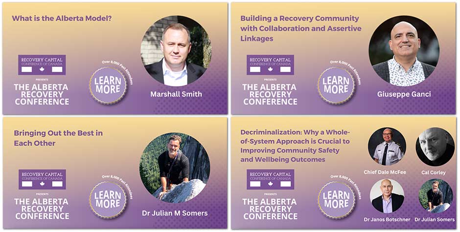 Marshall Smith, Giusseppe Ganci, Julian Somers and Dale McPhee spoke at Alberta Recovery Capital Conference