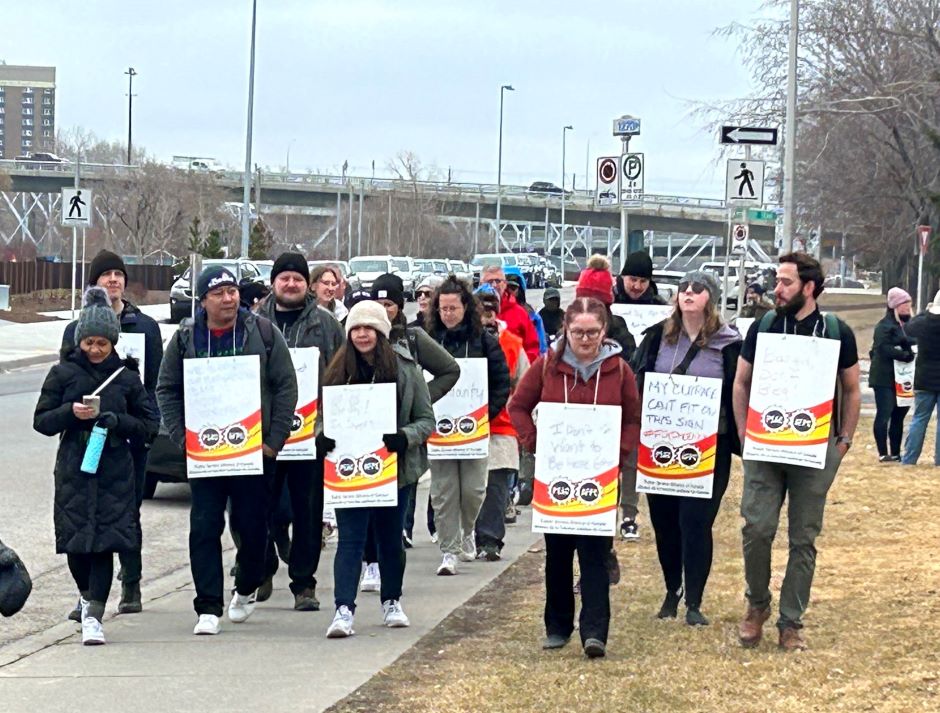 Striking PSAC workers in Calgary, Alberta.