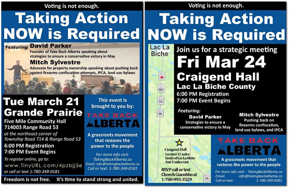 Take Back Alberta event posters