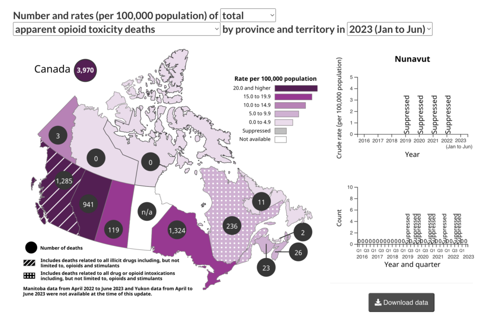 Health Canada Map of Overdose Crisis